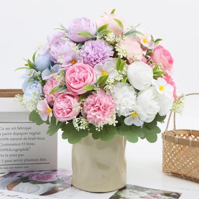 Simulated Ball Blossom Artificial Flowers Fake Chrysanthemum Rose Bouquet Florals Arrangements Realistic Faux Chrysanthemum Flowers for Home