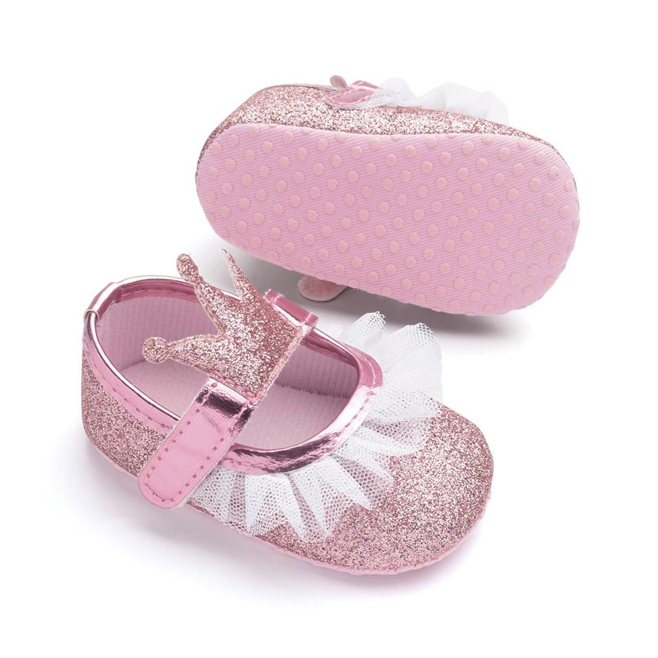 Baby Girls Shoes Infant Toddler Crib Baby For Newborn Kids First Walkers Shining Crown Soft Sole