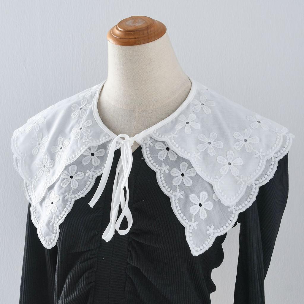New Women's Lace Detachable Collar New Adjustable Strap Embroidery White Detachable Shirt Lace Up Shawl Small Shoulder Wraps