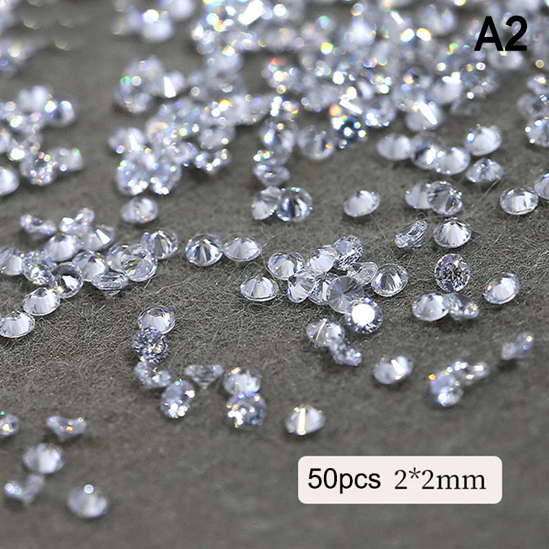 50Pcs Mini Nail Rhinestones Transparent Zircon Flash Nail Art Crystal Gems Dazzling Manicure Tip 3D Nail Art Decoration