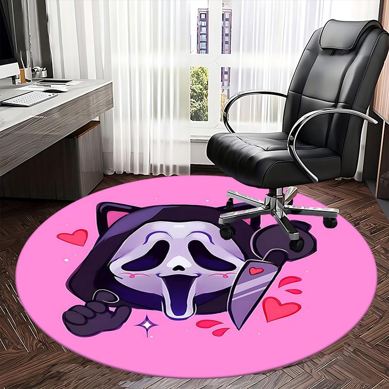 Gamer Skull Chair Mat Round Carpet for Office Home Decor, Cute Gift for Bedroom Living Room and Various Rooms0491b