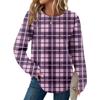 Women's Plaid Print Round Neck Long Sleeve Casual Loose Top