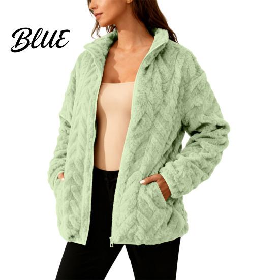 Winter Coat for Women Fleece Jacket Stand Collar Zip Up Sherpa Autumn Fuzzy Long Sleeve Fall Casual Outerwear with Pockets Soft Comfortable