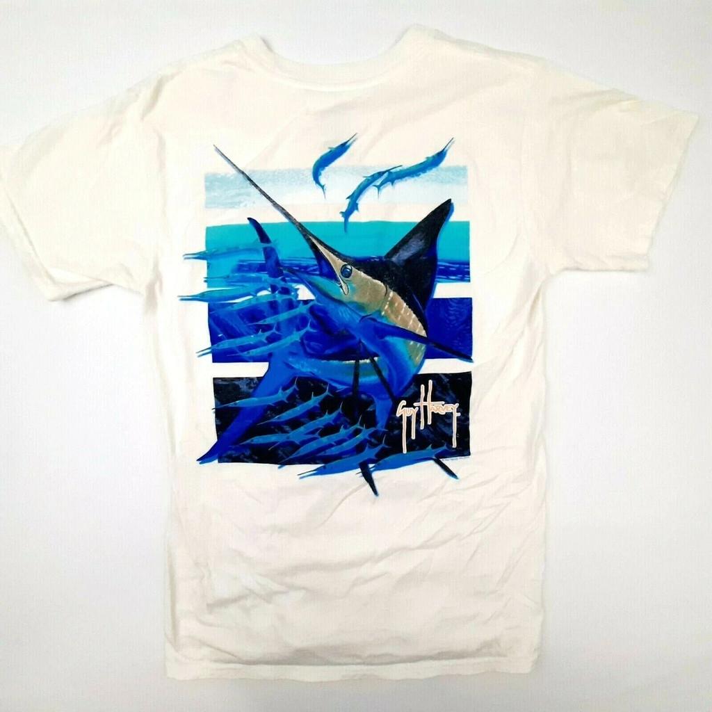 T-shirt da uomo Guy Harvey Taglia S Cotone Bianco QK16