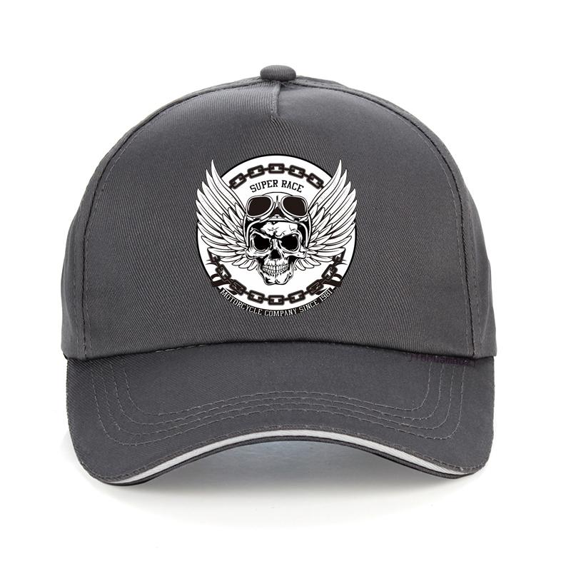 Fashion Super Race Motorcycle Baseball Cap Men Motorcycle Company Since 1981Hip Hop Cap Summer Winged Skull Punk Hats