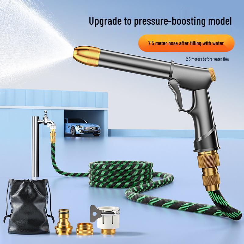 High-Pressure Telescopic Car Wash Water Gun with Soft Hose Nozzle