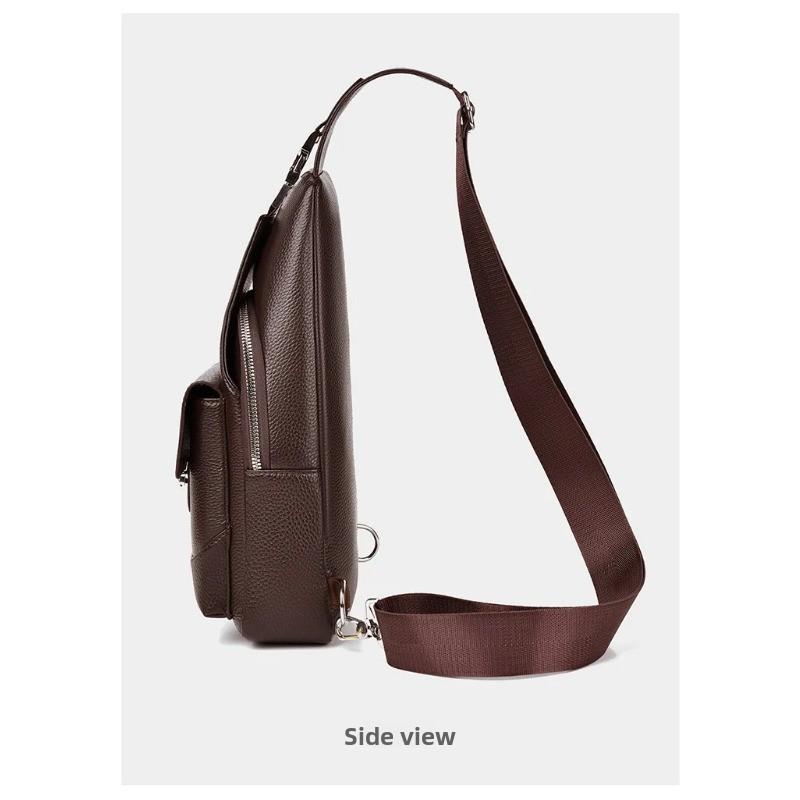 Large Capacity Men's Crossbody Bag  PU Leather Sling Pouch, Chest Bag,for Phone, Wallet & Keys, Outdoor & Daily Commute