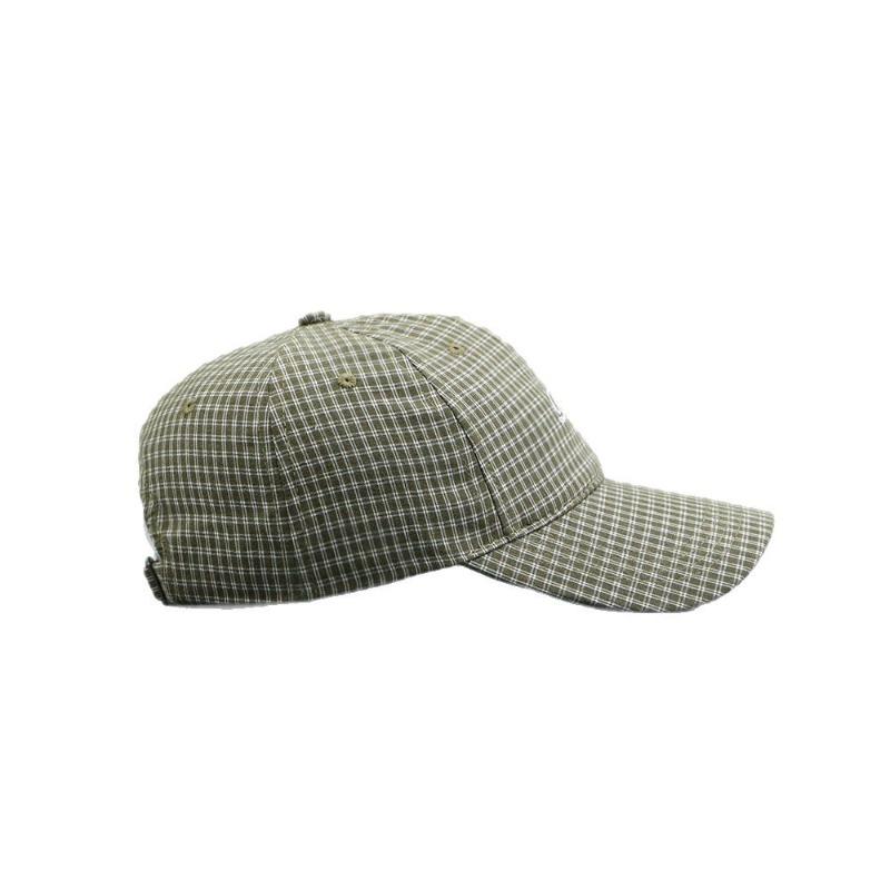 Spring and summer new trendy brand embroidered soft-top baseball cap women's literary and versatile plaid cap shows a small face