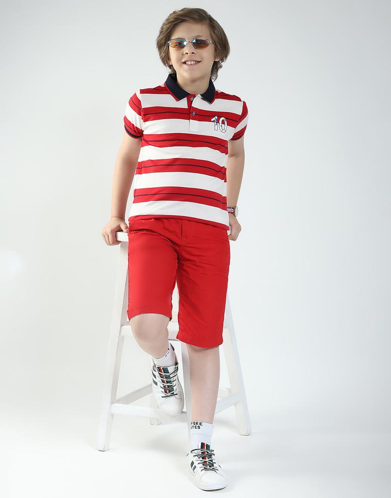 Monte Carlo Boys Striped Collar Neck T-Shirt
