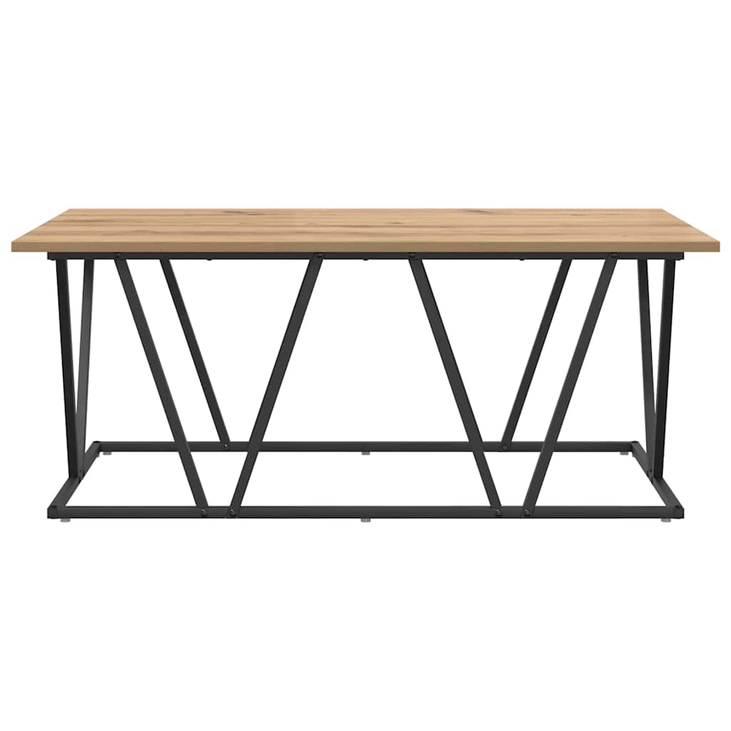 Artisan Oak Coffee Table 100 x 50 x 40 cm Plywood and Metal