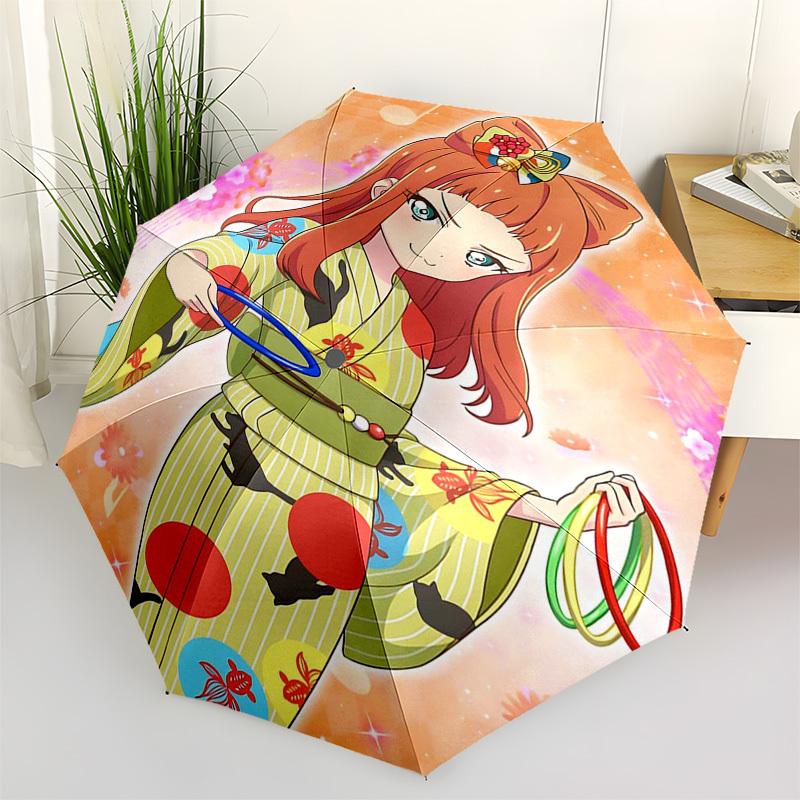 1pc Kagamine Len Inspired Outdoor Umbrella - Automatic Opening/Closing, Portable 3-Fold Design with 8-Rib Iron Frame - Perfect Gift for Fans, Traveler