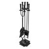 Kaminbesteck-Set, 5-teiliges Kaminwerkzeug-Set mit Halterung und Fünfzinkenständer, Zange, Schaufel, Bürste, Kamin-Schürhaken, Schmiedeeiserner Kamin