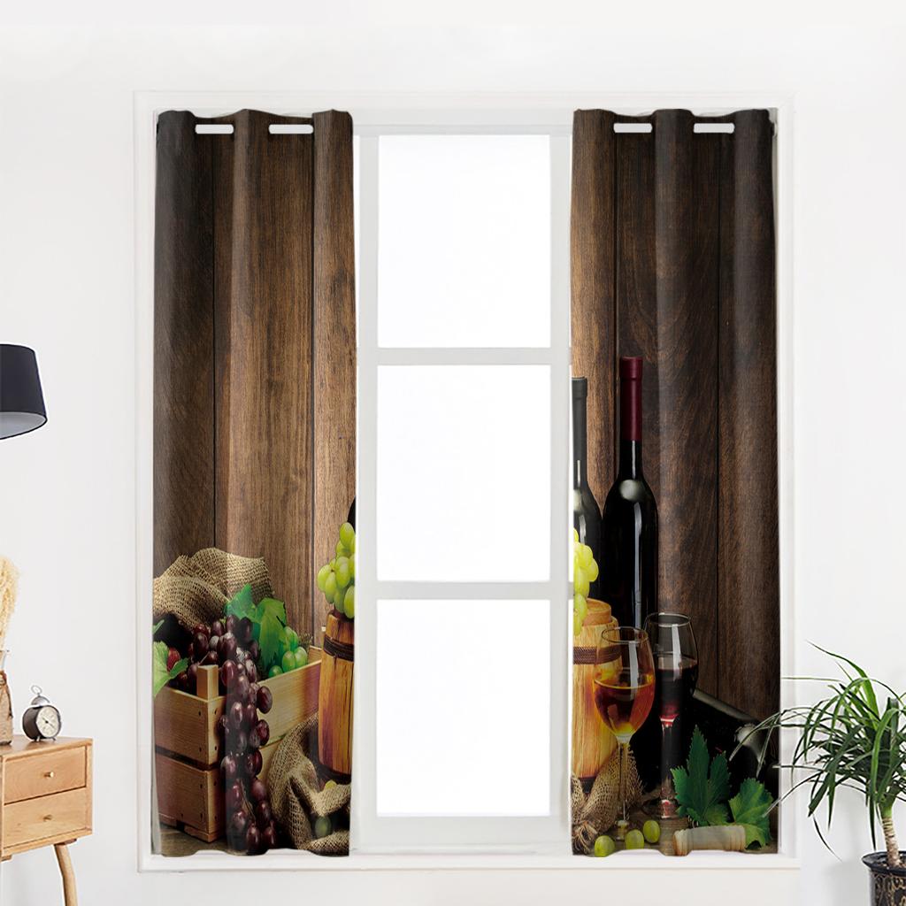Wine Glass Wine Fruit Grapes Window Curtains Bedroom Kitchen Drapes Panel Curtains for Living Room Christmas Home Decor