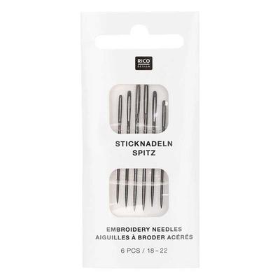 6 Sharp Embroidery Needles N°18 / N°22