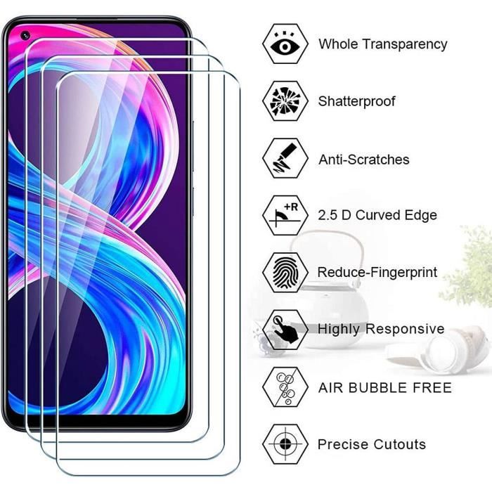 Verre Trempé pour realme 8 Pro - E.F.CONNECTION - Pack de 2 - Installation Facile - Anti-rayure