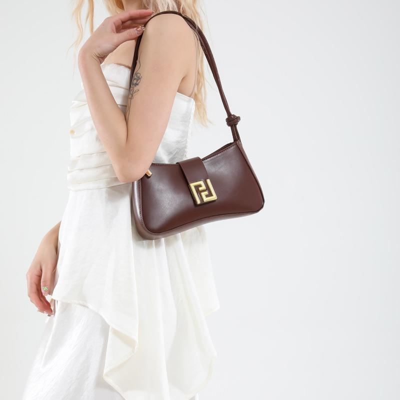 New fashionable solid color niche simple shoulder armpit bag women's handbag high texture messenger bag