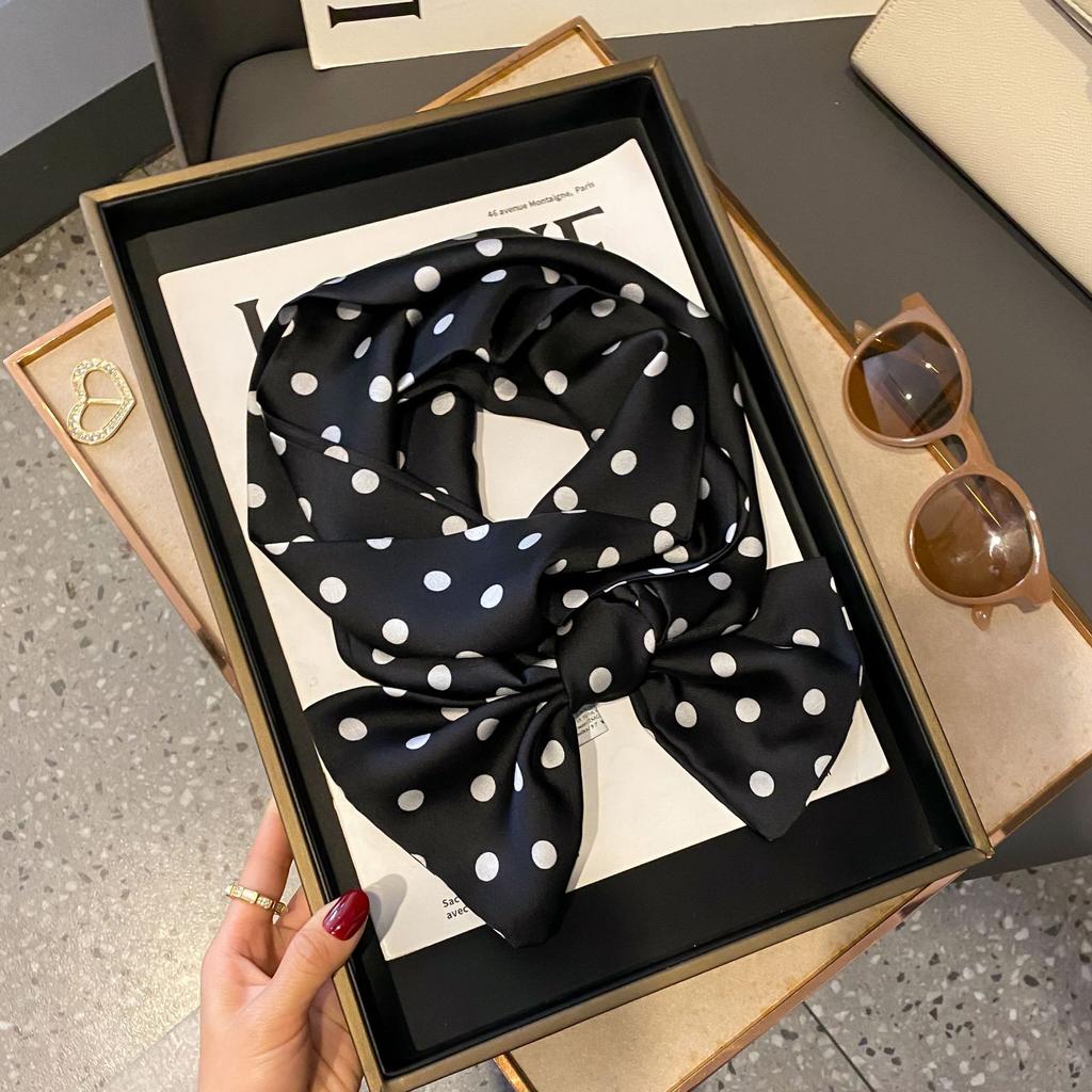 Luxury Women Elegant Boho-Chic Print Scarf Headband Neckerchief Foulard Female Hair Scarfs Neck Tie Skinny Scarves Soft Satin