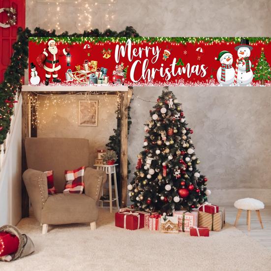 Fröhliche Weihnachten XXL-Banner 50x300 Cm – Weihnachtsparty Deko Mit Schneemann, Rentier & Weihnachtsmann | Wandbanner Für Festtage