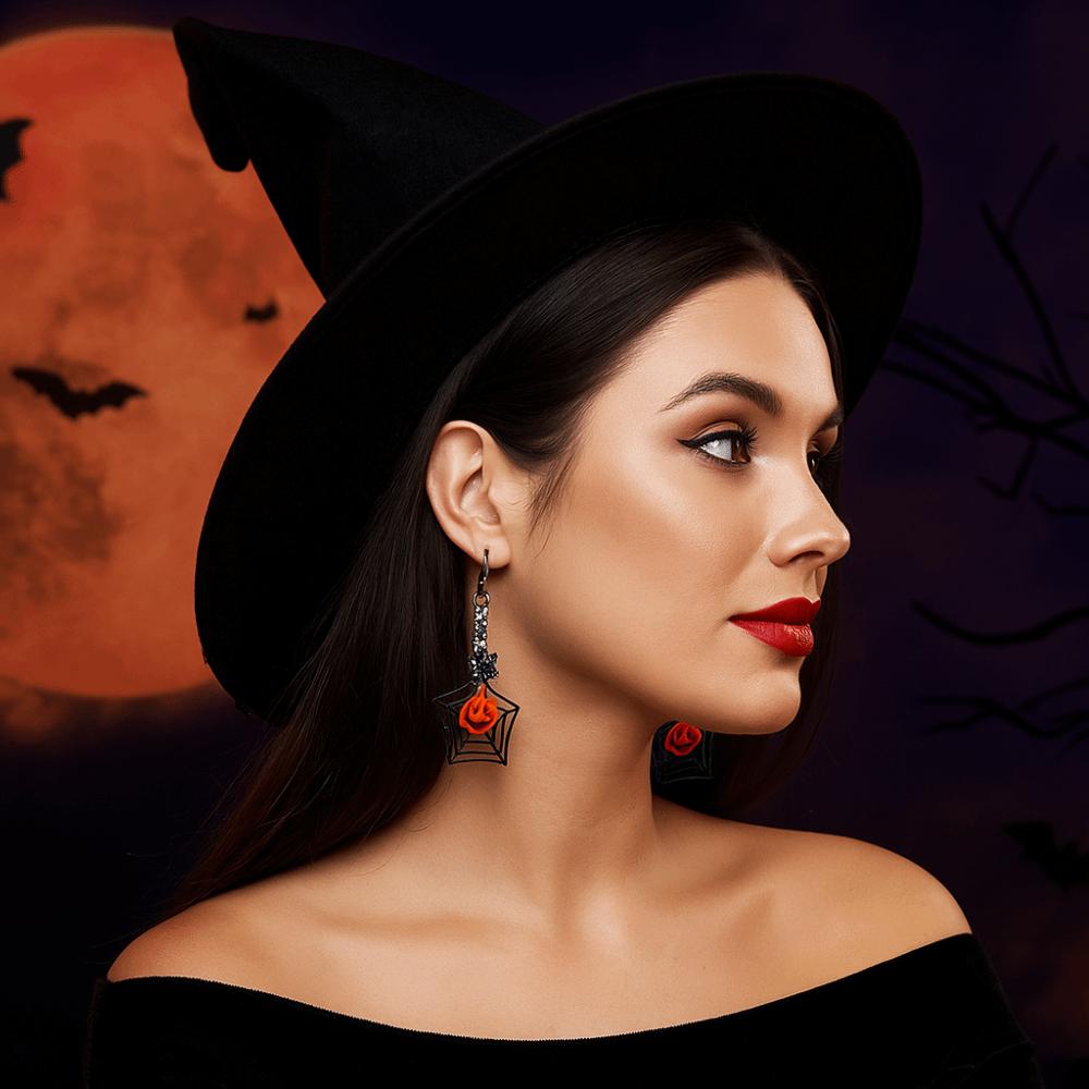 Acrylic Halloween Earrings Bat Pumpkin Dangle Earrings Aesthetic Ghost Ear Studs  Unisex