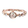 Women's Golden Alloy Analog Quartz Rhinestones Casual Bracelet Wrist Watch