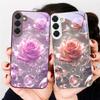 Ice Crystal-colored Roses For Samsung S26 S22 S8 9 10 S20 Ultra S21 Pro S22 Plus S23 FE S24Ultra S25 Edge S24+ Glass Phone Case