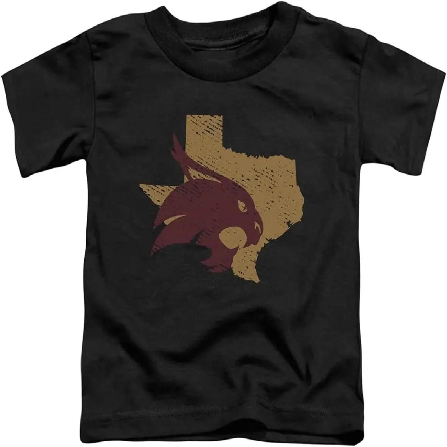 Texas State University Official State Shape Unisex Toddler T Shirt XXXXXL чёрный