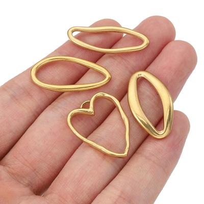 5 Stück Edelstahl Unregelmäßige Lünette Rohlinge Goldfarbe Anhänger Verbinder für DIY Ohrringe Halskette Schmuckherstellung