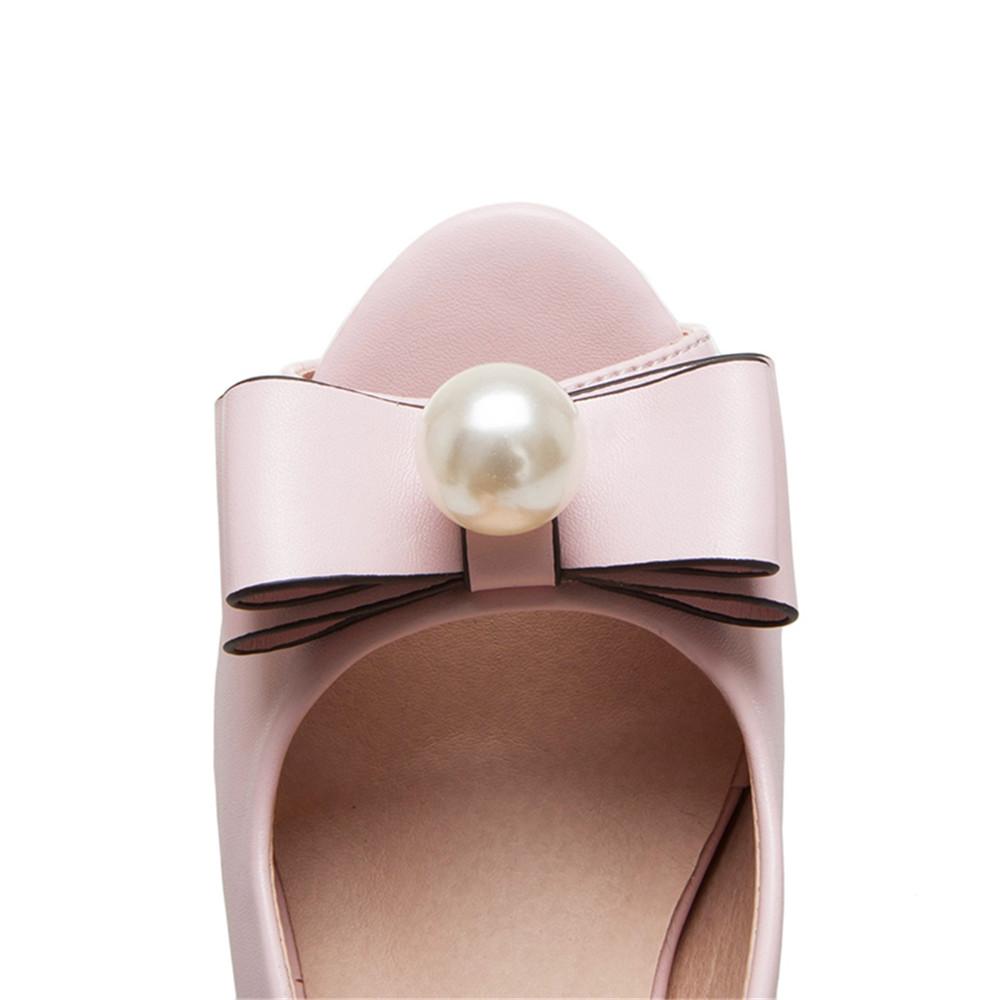 Fashion 2025 Summer Women Platform High Heels Fashion Bow Peep Toe Slingbacks Ladies White Pink Black Bride Wedding Shoes Party Pumps
