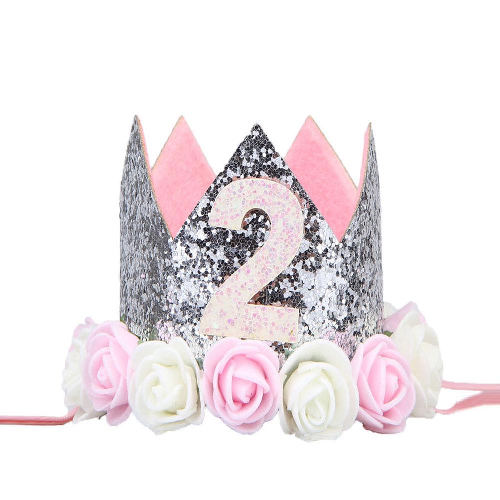 Cross-Border 1st Birthday Crown Headband: Princess Gold & Pink Party Accessory for Girls