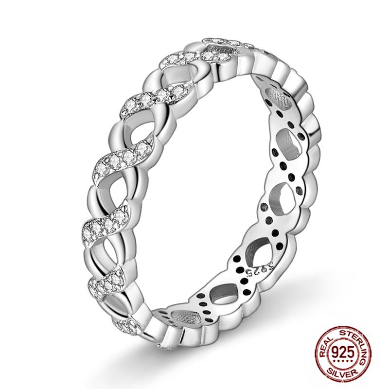 Shine Women koppar Fingerringar 925 Sterling Hjärta Krona Glöd Eldfluga Stjärna Sol Tusensköna Stapelbar Originalring Årsdag Zirkon
