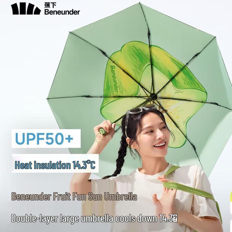 Beneunder UV Protection Tri-Fold Sun/Rain Umbrella