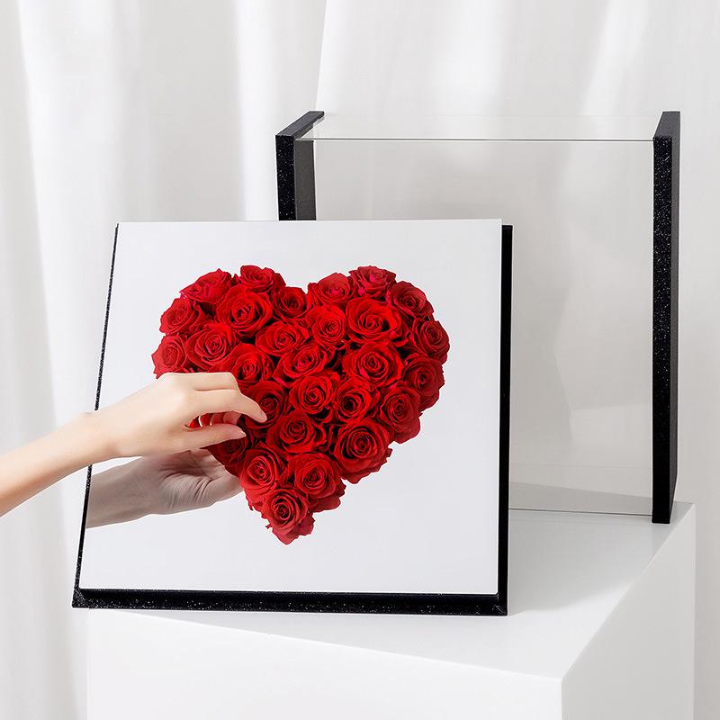 Magic Mirror Heart Flower Box: Preserved & Fresh Flower Gift Packaging