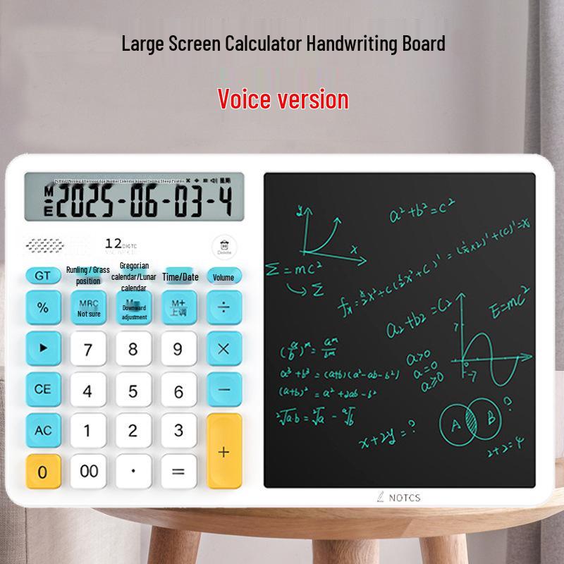 Dual Power Solar Business Calculator with Handwriting Board - Large Screen & Voice Feature