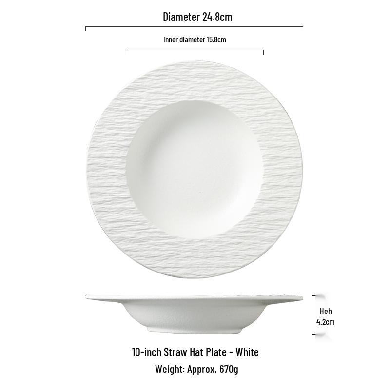 Rock Texture Ceramic Plate – Western & Japanese Style for Pasta, Salad, Soup, and More