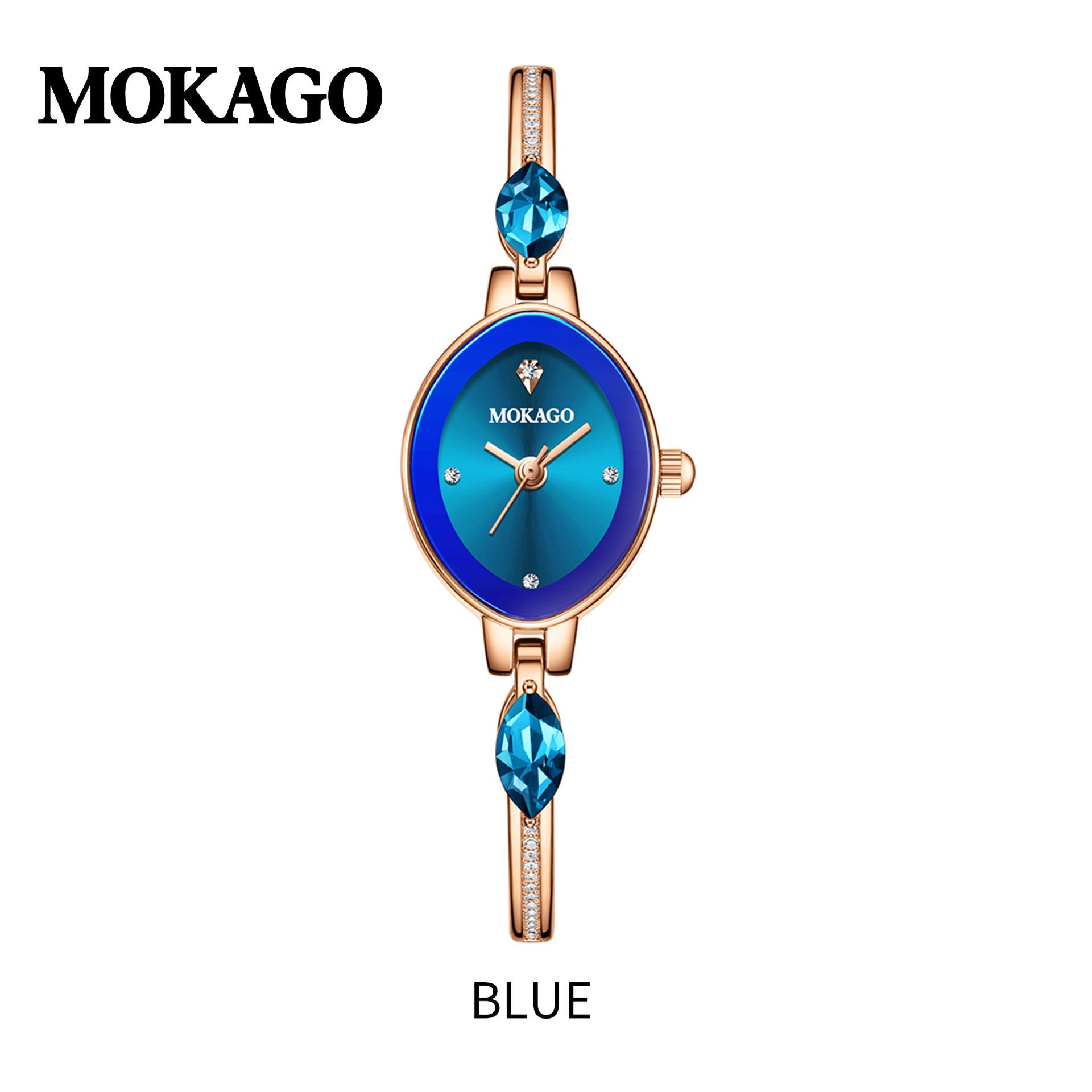 Mokga Ocean Heart Women s Luxury Watch - Blue Crystal Rhinestone Thin Bracelet, Waterproof Design