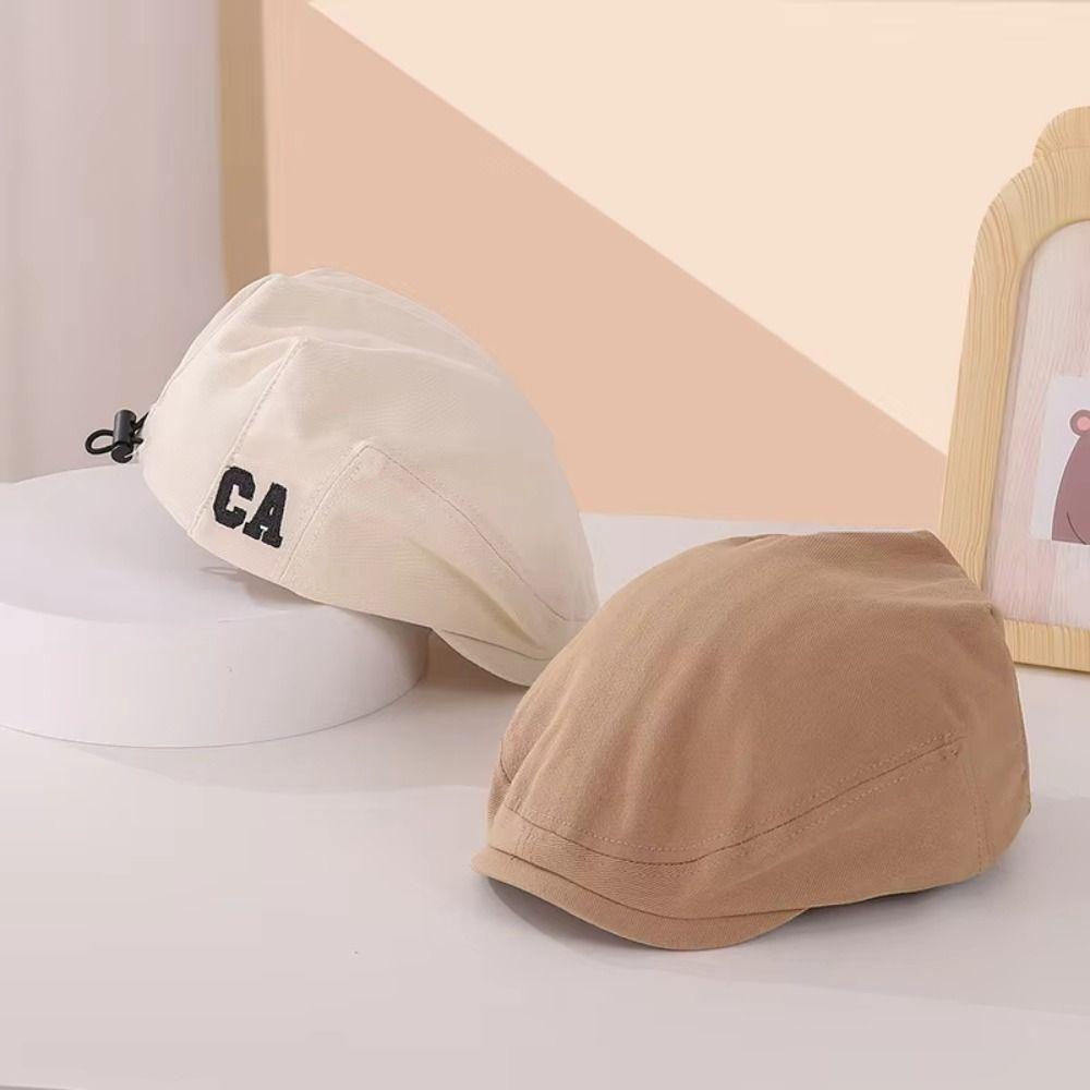 

Drawstring Baby Beret Hat Solid Color Newsboy Cap Retro Kids Peaked Cap Outdoor хакі