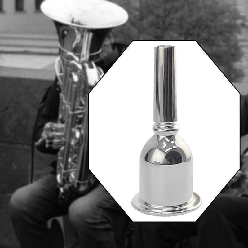 Professional Brass Silver Plated Tuba Mouthpiece Portable Rustproof Trombone Mouthpiece For Amateurs Musician Starters