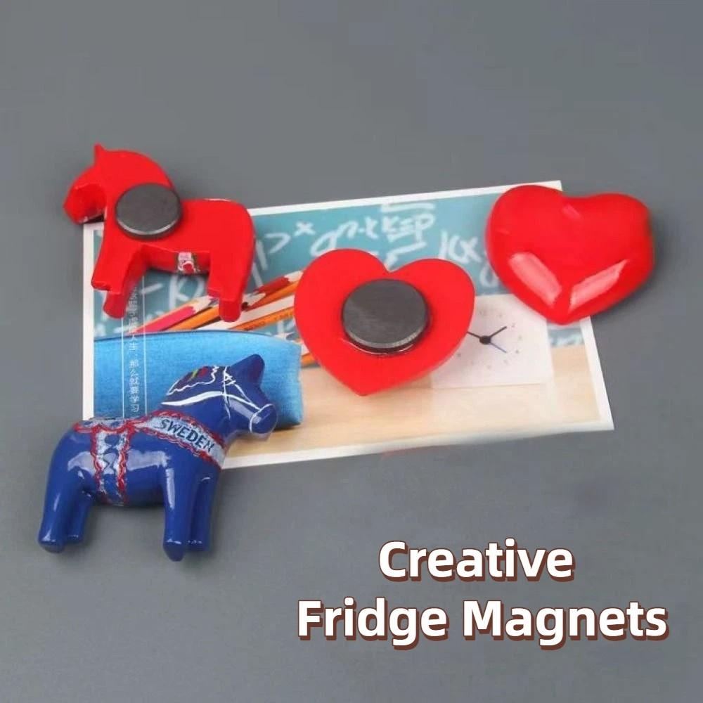 3PCS Resin Pony Fridge Magnetic Stickers New Year Vintage 3D Horse Fridge Stickers Exquisite Home DIY Decor Horse Fridge Magnets