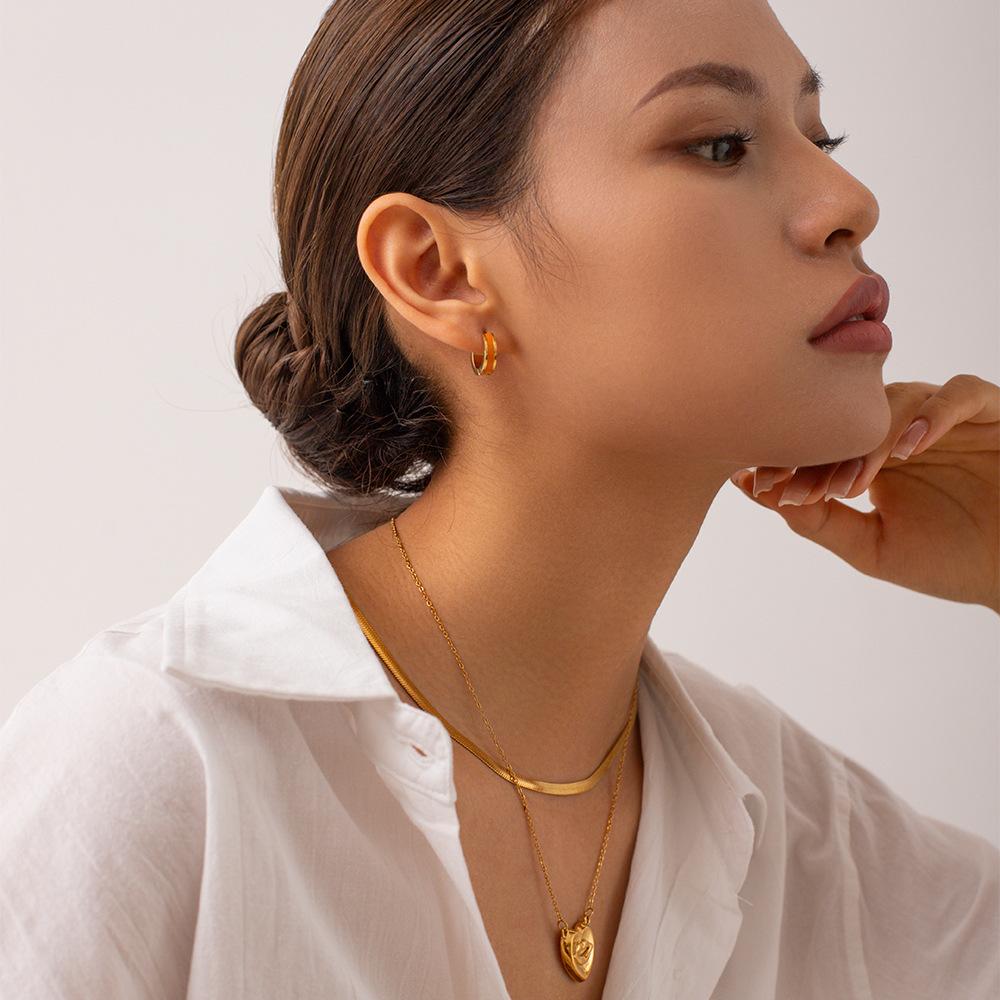 CARLIDANA Premium Ins Style 18K Gold Plated Mini Hoop Earrings Non-fading Stainless Steel Enamel Earrings For Ladies Women