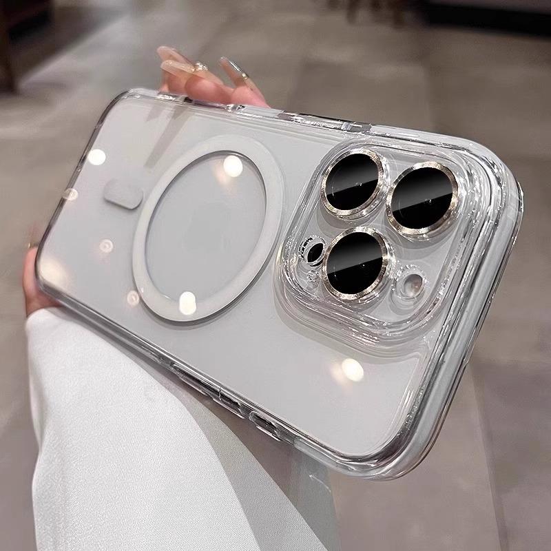 Applicable To IPhone17 Magnetic Suction Phone Case Two Color Fine Hole Apple 16 ProMax Comes with Lens Anti Fall Protection Case