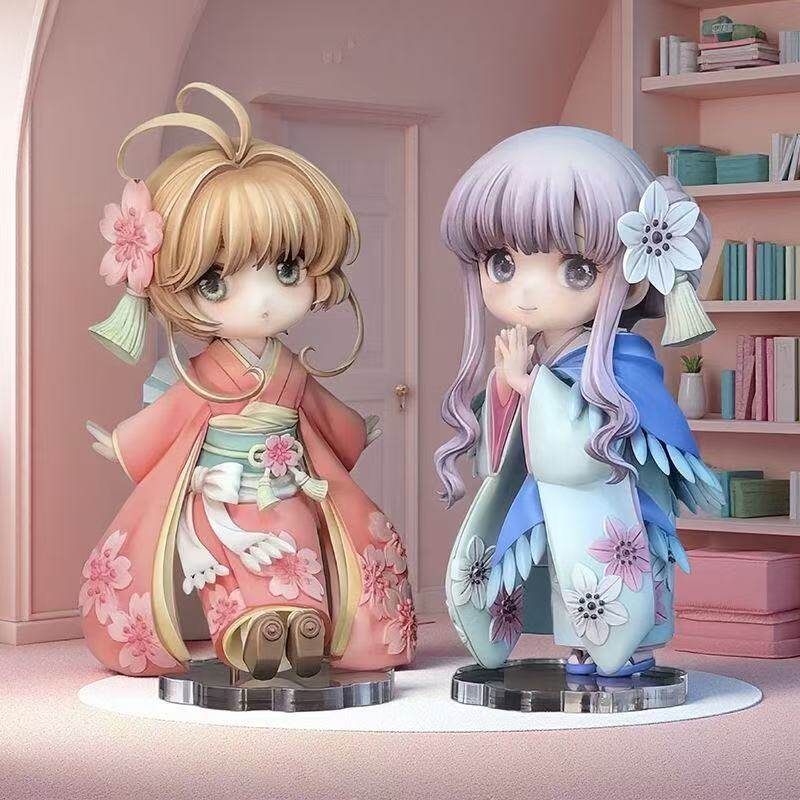 Cardcaptor New Sakura Q Version Sakura Kimono Cute Trendy Anime Figures Gk Statue Collectible Girl Room Ornament Festival Gifts