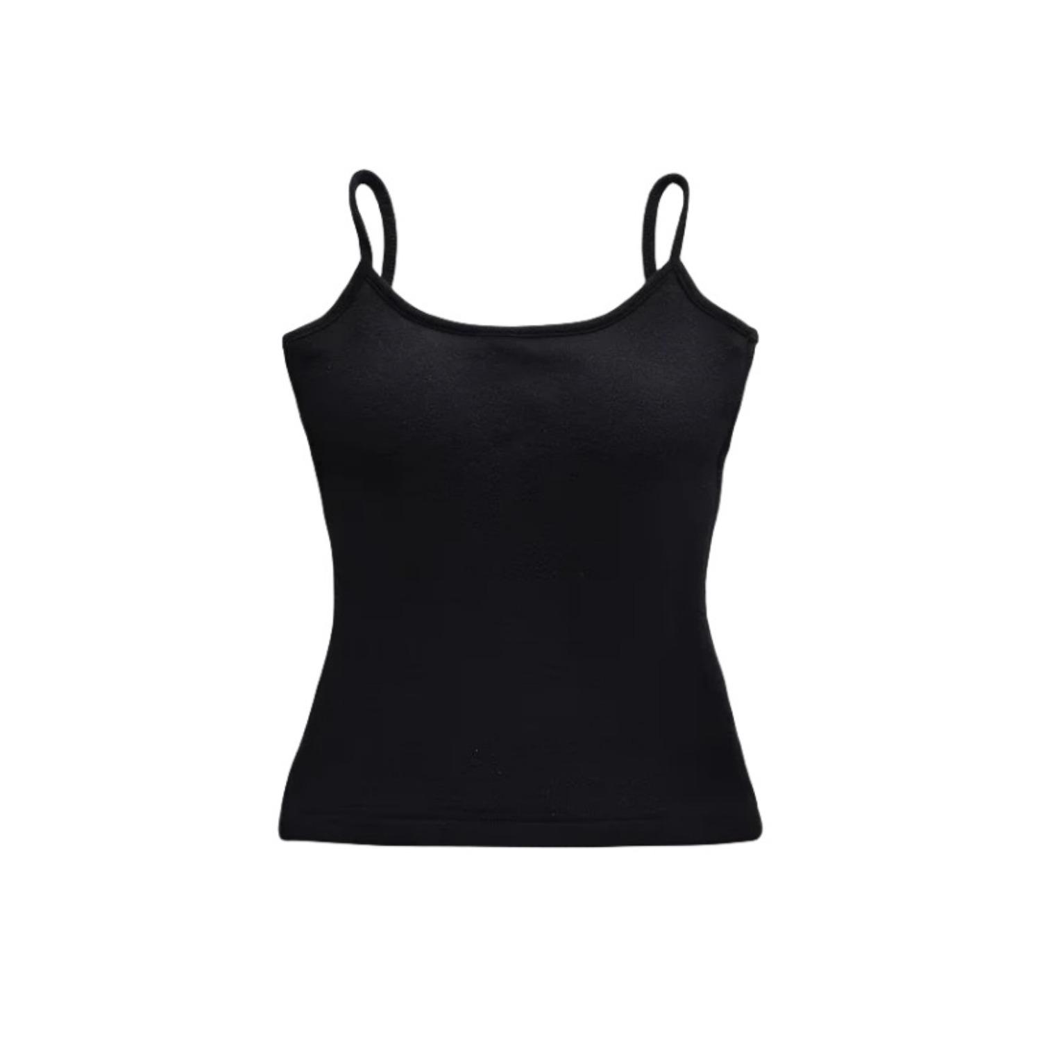 Women s Scoop Neck Spaghetti Strap Crop Top Slim Fit Padded Camisole Tank S