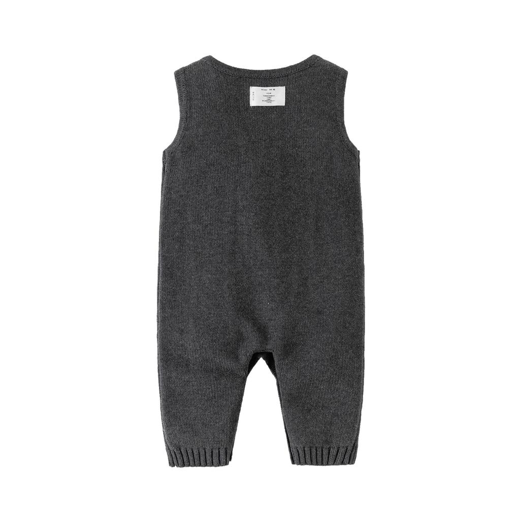 2025 Autumn/Winter Unisex Baby Wool Knit Dark Grey Overalls Jumpsuit