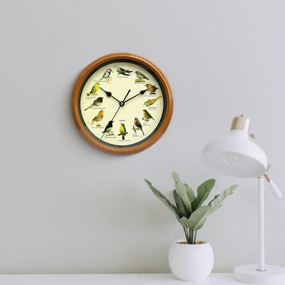 Round Wall Clock Minimalist Wall Hanging Clock Housewarming Gift Birdsong Alarm Clock Office