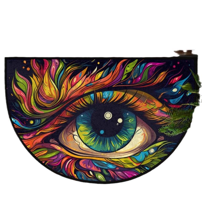 Bohemian Floral Retro Style Semi-Circular Entrance Mat