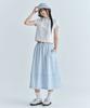 Code Graphy (Women) Check Long Skirt - Sky Blue