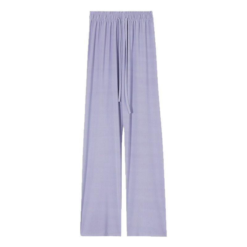 Ice Silk Women's Lightweight Quick-Dry Sun Protection Wide-Leg Pants - High-Waisted and Breathable for Summer