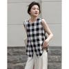 Demana Women's Retro Plaid Sleeveless Cotton Shirt