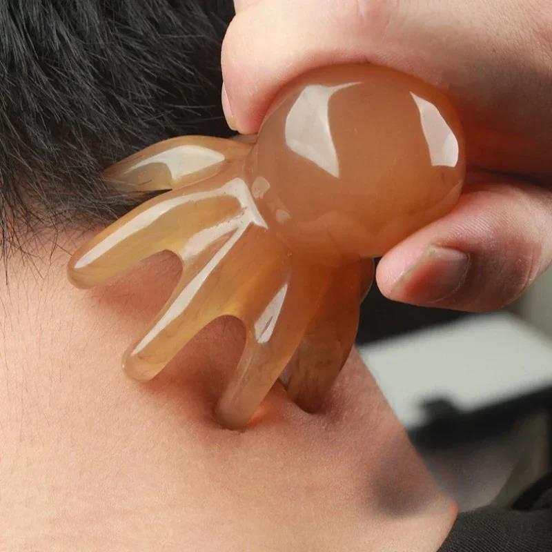 Resin Octopus Massage Comb Head Meridian Scraping Scalp Massage Brush Acupuncture SPA Gua Sha Massage Comb Fatigue Relief MassagGood product