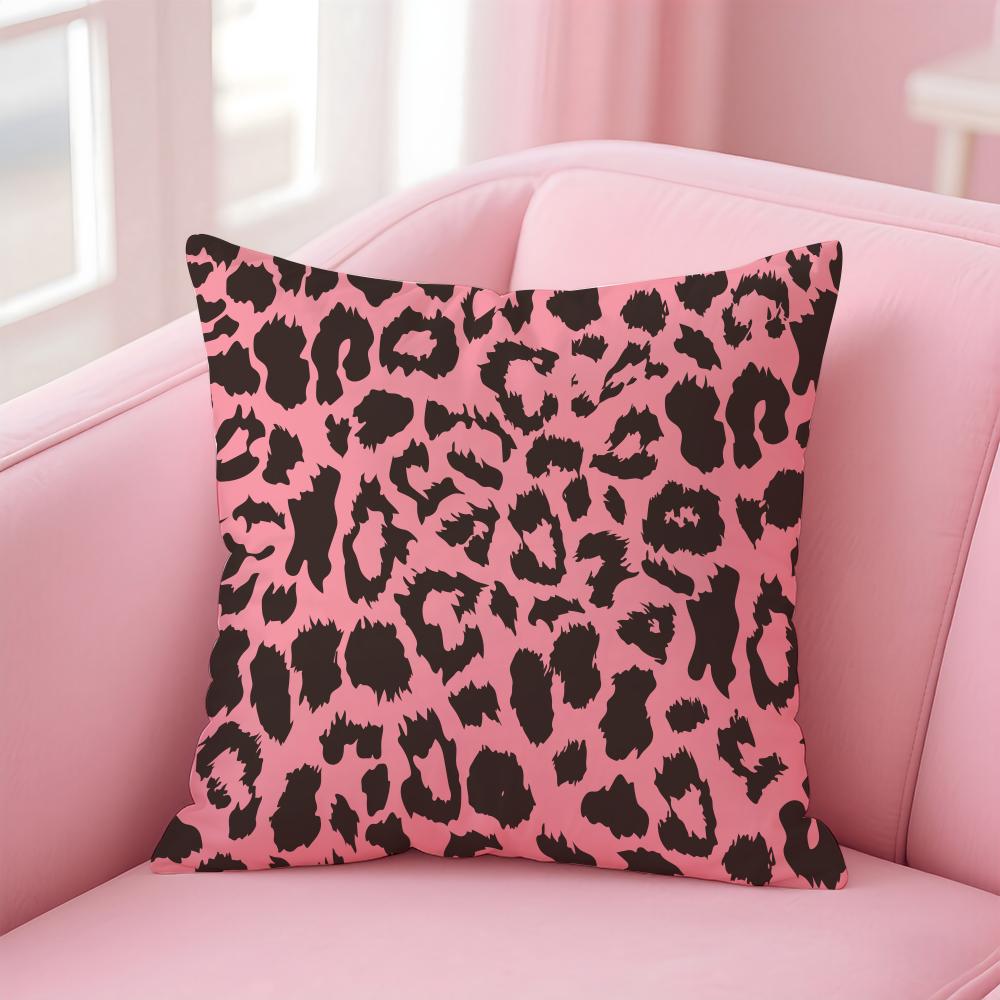 leopard print texture Cushion Cover Pillow Case Soft Friendly Fabric Concealed Zipper